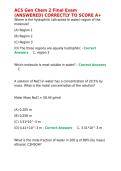 ACS Gen Chem 2 Final Exam &lpar;ANSWERED&rpar; CORRECTLY TO SCORE A&plus;