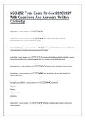 NSG 252 Final Exam Review 2026&sol;2027&colon; Questions and Answers Study Guide