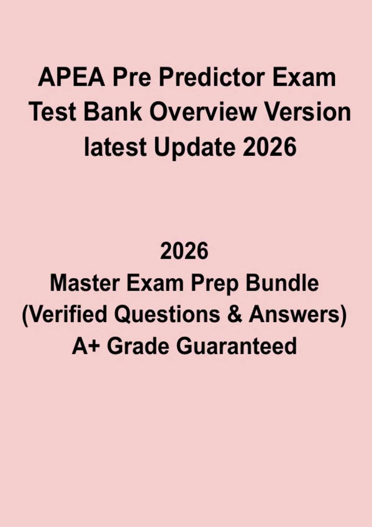 APEA Pre Predictor Exam Test Bank 2026 PDF | Latest Updated FNP ...