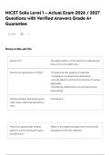 NICET Soils Level 1 &ndash; Actual Exam 2026 &sol; 2027 Questions with Verified Answers Grade A&plus; Guarantee