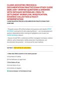 CLAIMS ADJUSTING PROCESS & DOCUMENTATION PRACTICE EXAM STUDY GUIDE 2026 &vert; 200&plus; VERIFIED QUESTIONS & ANSWERS WITH DETAILED RATIONALES &vert; FNOL TO SETTLEMENT WORKFLOW&comma; INVESTIGATION&comma; EVIDENCE COLLECTION & POLICY INTERPRETATION