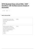 NFHS Baseball Rules Actual 2026 &sol; 2027 Questions with Verified Answers Grade A&plus; Guarantee