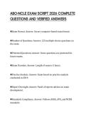 ABO-NCLE EXAM SCRIPT 2026 COMPLETE&NewLine;QUESTIONS AND VERIFIED ANSWERS