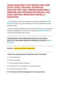 TEXAS MANICURIST STATE BOARD EXAM 2026 STUDY GUIDE &vert; &lpar;TDLR NAIL TECHNICIAN&rpar; PRACTICE TEST &vert; 200&plus; VERIFIED QUESTIONS & ANSWERS WITH DETAILED RATIONALES &vert; NAIL CARE&comma; ANATOMY&comma; INFECTION CONTROL & SANITATION