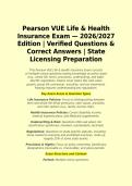 Pearson VUE Life & Health Insurance Exam &mdash; 2026&sol;2027 Edition &vert; Verified Questions & Correct Answers &vert; State Licensing Preparation&NewLine;&NewLine;This Pearson VUE Life & Health Insurance Exam consists of multiple-choice questions testing knowledge on policy types &lpar;e&period;g