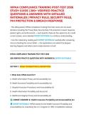 HIPAA COMPLIANCE TRAINING POST-TEST 2026 STUDY GUIDE &vert; 200&plus; VERIFIED PRACTICE QUESTIONS & ANSWERS WITH DETAILED RATIONALES &vert; PRIVACY RULE&comma; SECURITY RULE&comma; PHI PROTECTION & BREACH RESPONSE