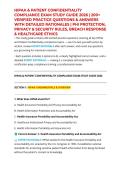 HIPAA & PATIENT CONFIDENTIALITY COMPLIANCE EXAM STUDY GUIDE 2026 &vert; 200&plus; VERIFIED PRACTICE QUESTIONS & ANSWERS WITH DETAILED RATIONALES &vert; PHI PROTECTION&comma; PRIVACY & SECURITY RULES&comma; BREACH RESPONSE & HEALTHCARE ETHICS