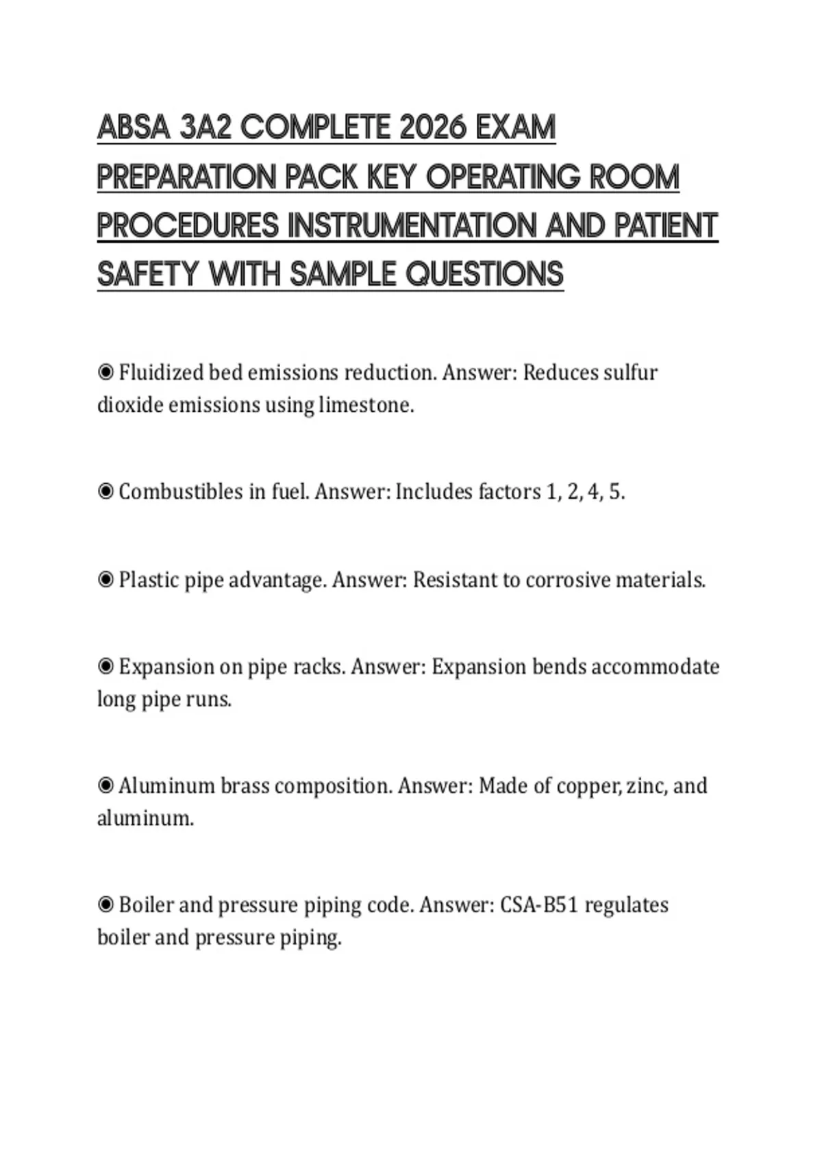 ABSA 3A2 COMPLETE 2026 EXAM PREPARATION PACK KEY OPERATING ROOM ...