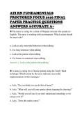 ATI RN FUNDAMENTALS&NewLine;PROCTORED FOCUS 2026 FINAL&NewLine;PAPER PRACTICE QUESTIONS&NewLine;ANSWERS ACCURATE A&plus;&NewLine;