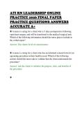 ATI RN LEADERSHIP ONLINE&NewLine;PRACTICE 2026 FINAL PAPER&NewLine;PRACTICE QUESTIONS ANSWERS&NewLine;ACCURATE A&plus;&NewLine;