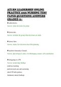ATI RN LEADERSHIP ONLINE&NewLine;PRACTICE 2026 NURSING TEST&NewLine;PAPER QUESTIONS ANSWERS&NewLine;GRADED A&plus;&NewLine;
