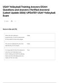 USAV Volleyball Training Answers  EXAM Questions and Answers &lpar;Verified Answers&rpar; &lpar;Latest Update 2026&rpar; UPDATE&excl;&excl;   USAV Volleyball Exam