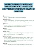 ACCREDITED RESIDENTIAL MANAGER -&NewLine;ARM CERTIFICATION CERTIFICATION&NewLine;SCRIPT 2026 QUESTIONS WITH SOLUTIONS&NewLine;GRADED A&plus;