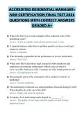 ACCREDITED RESIDENTIAL MANAGER -&NewLine;ARM CERTIFICATION FINAL TEST 2026&NewLine;QUESTIONS WITH CORRECT ANSWERS&NewLine;GRADED A&plus;