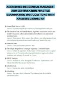 ACCREDITED RESIDENTIAL MANAGER -&NewLine;ARM CERTIFICATION PRACTICE&NewLine;EXAMINATION 2026 QUESTIONS WITH&NewLine;ANSWERS GRADED A&plus;