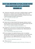 ACCT 526 MIDTERM ACTUAL EXAM PAPER&NewLine;2026 QUESTIONS WITH ANSWERS&NewLine;GRADED A&plus;
