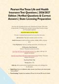 Pearson Vue Texas Life and Health Insurance Test Questions &vert; 2026&sol;2027 Edition &vert; Verified Questions & Correct Answers &vert; State Licensing Preparation&NewLine;&NewLine;&NewLine;This Texas Life and Health Insurance exam administered by Pearson VUE consists of approximately 150 mu