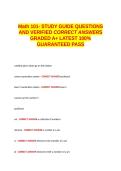 MAT 101 Exam 1 STUDY GUIDE QUESTIONS AND VERIFIED CORRECT ANSWERS GRADED A&plus; -LATEST 2026-2027- 100- GUARANTEED PASS&period;docx&NewLine;&NewLine;