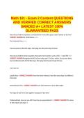 Math 101 - Exam 2 Content QUESTIONS AND VERIFIED CORRECT ANSWERS GRADED A&plus; -LATEST 2026-2027- 100- GUARANTEED PASS&period;docx&NewLine;&NewLine;