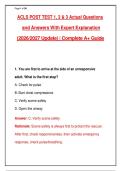 ACLS Post Test 1&comma; 2 & 3 Actual Questions and Answers With Expert Explanation &lpar;2026&sol;2027 Update&rpar; &vert; Complete A&plus; Guide