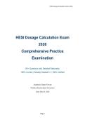 HESI Dosage Calculation Exam 2026 &vert; Comprehensive Practice Examination with 80&plus; Questions&comma; Answers and Rationales