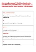 State Laws Cosmetology TN Real Exam Questions And &NewLine;Correct Answers &lpar;Verified Answers&rpar; Already Graded A&plus; &vert; &NewLine;Guaranteed Success&excl;&excl; Brand New Exam &vert; Just Released&excl; 