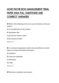 ACHE FACHE BOG MANAGEMENT FINAL&NewLine;PAPER 2026 FULL QUESTIONS AND&NewLine;CORRECT ANSWERS