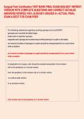 Surgical Tech Certification TEST BANK FINAL EXAM 2026-2027 NEWEST &NewLine;VERSION WITH COMPLETE QUESTIONS AND CORRECT DETAILED &NewLine;ANSWERSVERIFIED 100&percnt; ALREADY GRADED A&plus; ACTUAL FINAL &NewLine;EXAM & BEST FOR EXAM PREP  