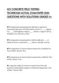 ACI CONCRETE FIELD TESTING&NewLine;TECHNICIAN ACTUAL EXAM PAPER 2026&NewLine;QUESTIONS WITH SOLUTIONS GRADED A&plus;