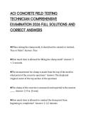 ACI CONCRETE FIELD TESTING&NewLine;TECHNICIAN COMPREHENSIVE&NewLine;EXAMINATION 2026 FULL SOLUTIONS AND&NewLine;CORRECT ANSWERS&NewLine;