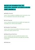BACKFLOW EXAMINATION TEST&NewLine;QUESTIONS ANSWERS ACCURATE REVIEW&NewLine;SHEET GRADED A&plus;