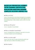 BACKFLOW PREVENTION ASSEMBLY&NewLine;TESTER TRAINING CERTIFICATION&NewLine;EVALUATION QUESTIONS ANSWERS&NewLine;COMPLETE SOLUTION VERIFIED PASS&NewLine;