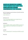 BACKFLOW PREVENTION ASSEMBLY&NewLine;TESTER TRAINING EXAM SCRIPT FINAL&NewLine;PAPER QUESTIONS ANSWERS&NewLine;COMPREHENSIVE STUDY RESOURCE&NewLine;