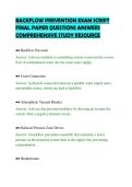 BACKFLOW PREVENTION EXAM SCRIPT&NewLine;FINAL PAPER QUESTIONS ANSWERS&NewLine;COMPREHENSIVE STUDY RESOURCE