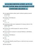 ACLS RECERTIFICATION ACTUAL&NewLine;EXAM PAPER 2026 QUESTIONS WITH&NewLine;ANSWERS GRADED A&plus;