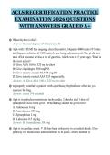 ACLS RECERTIFICATION PRACTICE&NewLine;EXAMINATION 2026 QUESTIONS&NewLine;WITH ANSWERS GRADED A&plus;