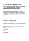 ACLS EXAM VERSION A AND B 2026&NewLine;CERTIFICATION PAPER COMPLETE QUESTIONS&NewLine;AND ANSWERS PREMIUM RESULT A&plus;