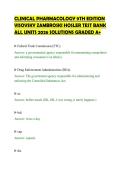 CLINICAL PHARMACOLOGY 9TH EDITION&NewLine;VISOVSKY ZAMBROSKI HOSLER TEST BANK&NewLine;ALL UNITS 2026 SOLUTIONS GRADED A&plus;