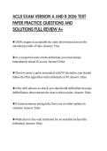 ACLS EXAM VERSION A AND B 2026 TEST&NewLine;PAPER PRACTICE QUESTIONS AND&NewLine;SOLUTIONS FULL REVIEW A&plus;