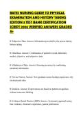 BATES NURSING GUIDE TO PHYSICAL&NewLine;EXAMINATION AND HISTORY TAKING&NewLine;EDITION 3 TEST BANK CERTIFICATION&NewLine;SCRIPT 2026 VERIFIED ANSWERS GRADED&NewLine;A&plus;