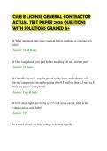 CSLB B LICENSE GENERAL CONTRACTOR&NewLine;ACTUAL TEST PAPER 2026 QUESTIONS&NewLine;WITH SOLUTIONS GRADED A&plus;