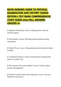 BATES NURSING GUIDE TO PHYSICAL&NewLine;EXAMINATION AND HISTORY TAKING&NewLine;EDITION 3 TEST BANK COMPREHENSIVE&NewLine;STUDY GUIDE 2026 FULL ANSWERS&NewLine;GRADED A&plus;