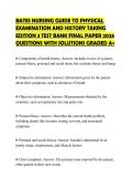 BATES NURSING GUIDE TO PHYSICAL&NewLine;EXAMINATION AND HISTORY TAKING&NewLine;EDITION 3 TEST BANK FINAL PAPER 2026&NewLine;QUESTIONS WITH SOLUTIONS GRADED A&plus;