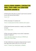 CSLB B LICENSE GENERAL CONTRACTOR&NewLine;FINAL STUDY SHEET 2026 QUESTIONS&NewLine;SOLUTIONS GRADED A&plus;