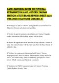 BATES NURSING GUIDE TO PHYSICAL&NewLine;EXAMINATION AND HISTORY TAKING&NewLine;EDITION 3 TEST BANK REVIEW SHEET 2026&NewLine;PRACTICE SOLUTIONS GRADED A&plus;