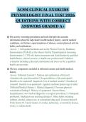 ACSM CLINICAL EXERCISE&NewLine;PHYSIOLOGIST FINAL TEST 2026&NewLine;QUESTIONS WITH CORRECT&NewLine;ANSWERS GRADED A&plus;