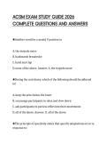 ACSM EXAM STUDY GUIDE 2026&NewLine;COMPLETE QUESTIONS AND ANSWERS