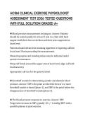 ACSM CLINICAL EXERCISE PHYSIOLOGIST&NewLine;ASSESSMENT TEST 2026 TESTED QUESTIONS&NewLine;WITH FULL SOLUTION GRADED A&plus;