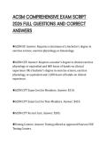 ACSM COMPREHENSIVE EXAM SCRIPT&NewLine;2026 FULL QUESTIONS AND CORRECT&NewLine;ANSWERS