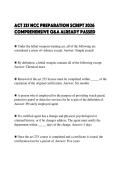 ACT 235 NCC PREPARATION SCRIPT 2026&NewLine;COMPREHENSIVE Q&A ALREADY PASSED
